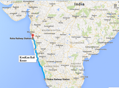 Complete Route of Konkan Railways from source to destination stations