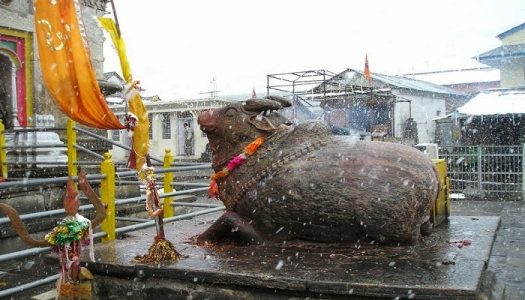 Idol of Nandi Bull in front of Kedarnath Temple in Uttrakhand