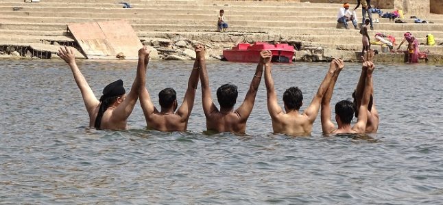 Enjoying in the Water of Betwa River with my college juniors. The calmness of water can beat any water park in India