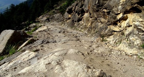 Image of Tandi-Kishtwar road. Road is in very bad shape with big rock boulders. Not advisable for low ground clearance vehicle.