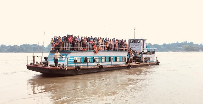 Ferries Are The Common Way of Crossing Brahmaputra River In Assam